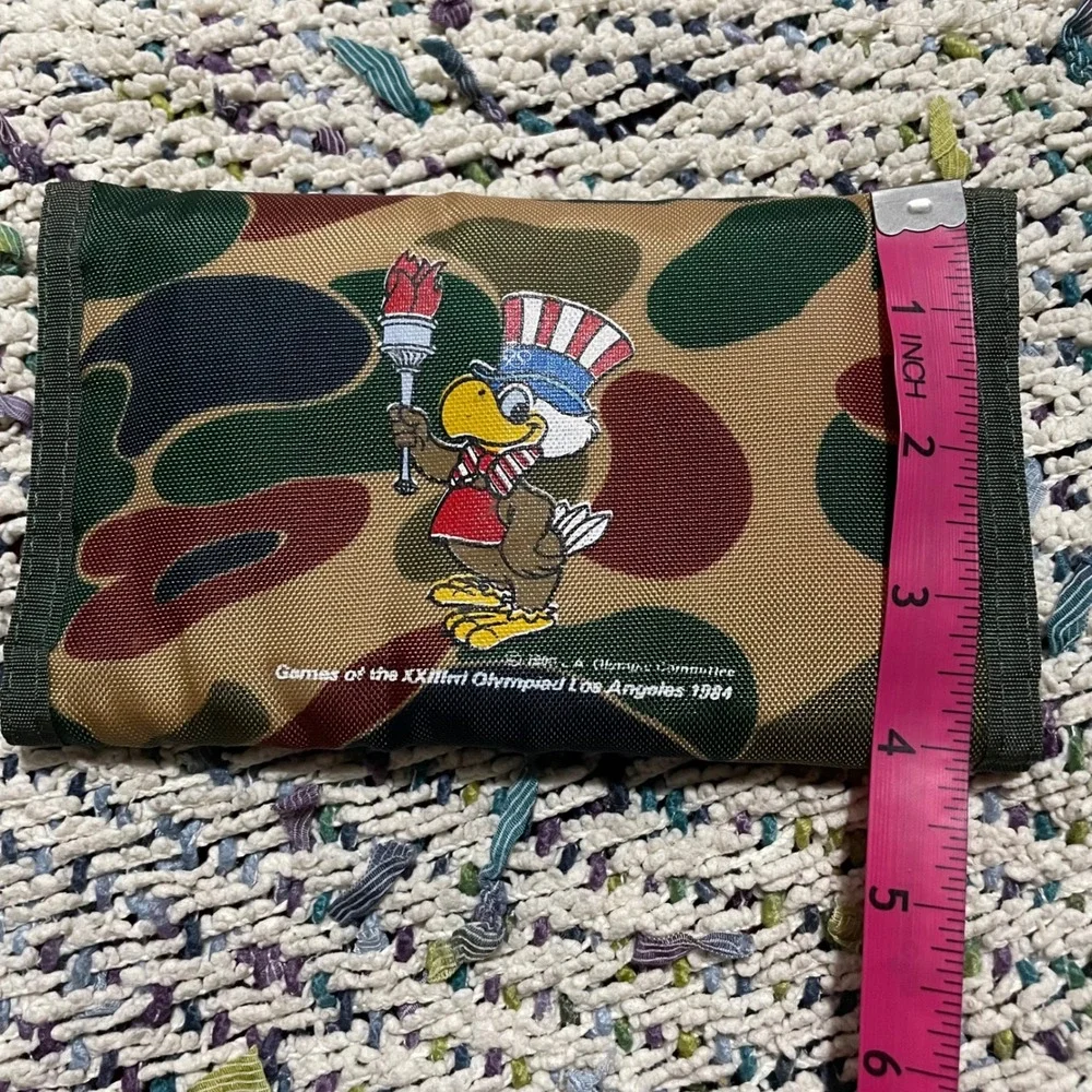 Vintage 1984 Los Angeles Olympics‎ green Camouflage trifold Wallet Sam the Eagle
